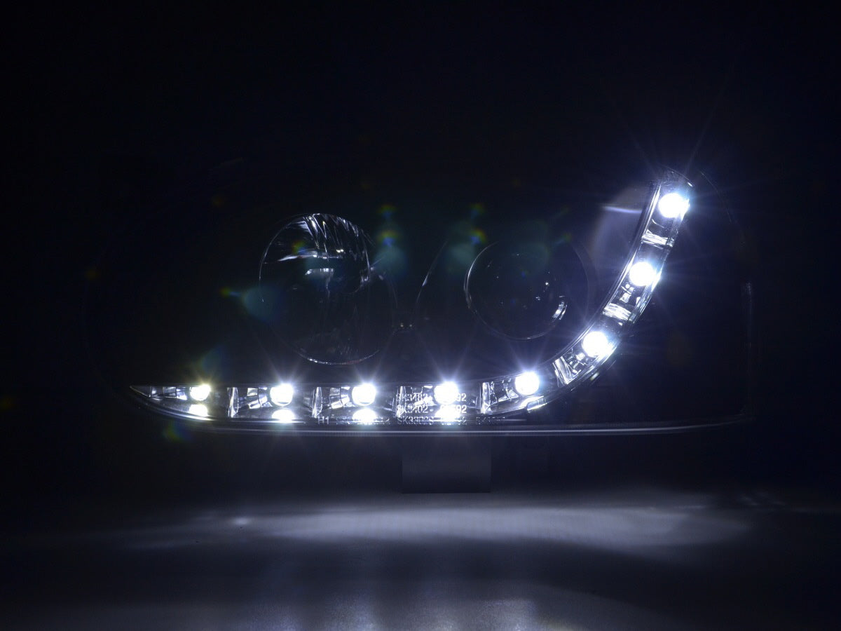 Scheinwerfer Set Daylight LED TFL-Optik VW Golf 3 Typ 1HXO 1EXO 91-97 schwarz Scheinwerfer Set Daylight LED TFL-Optik VW Golf 3 Typ 1HXO 1EXO 91-97 schwarz